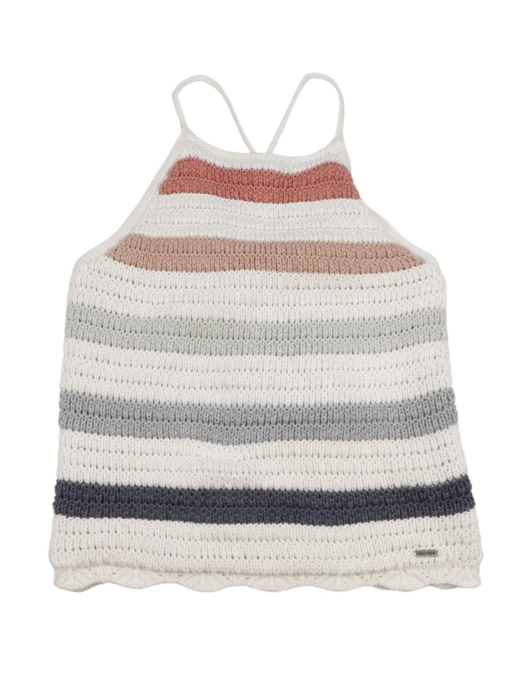 Hollister Crochet Stripe Halter Tank Top Size M